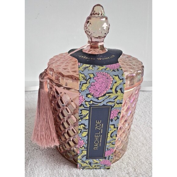 Rachel Zoe Candle "Botanical Retreat" Soy Blen16 oz. Resuable Pink Jar Tassel - Picture 7 of 7